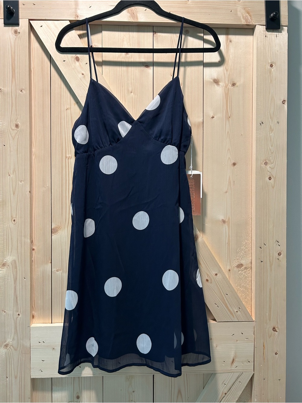 Polka Dot Navy Slip Mini Dress with White Dots
